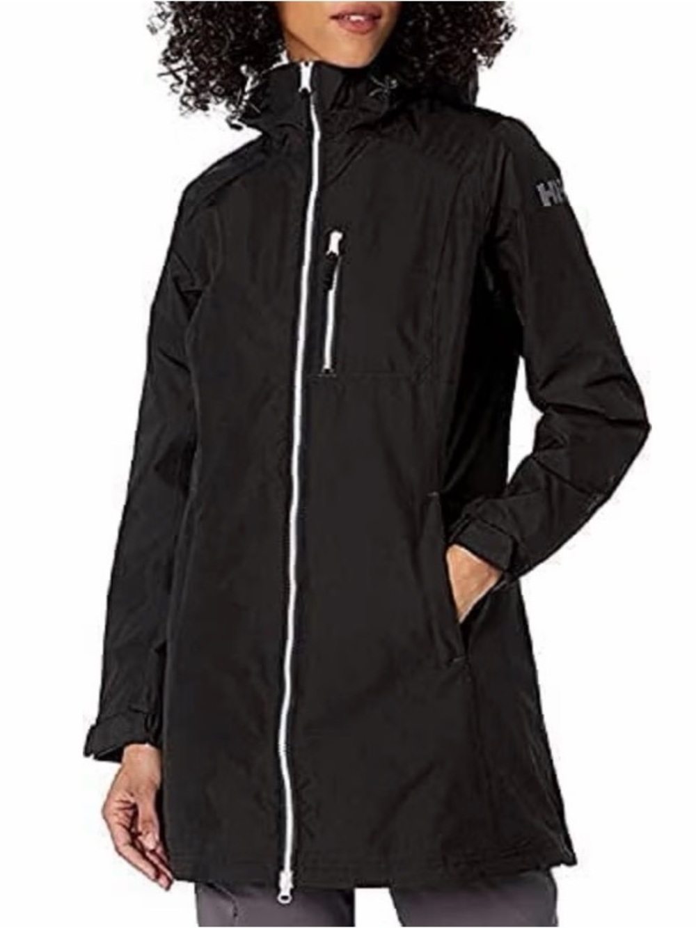 Helly Hansen Black insulated winter coat with White Zipper